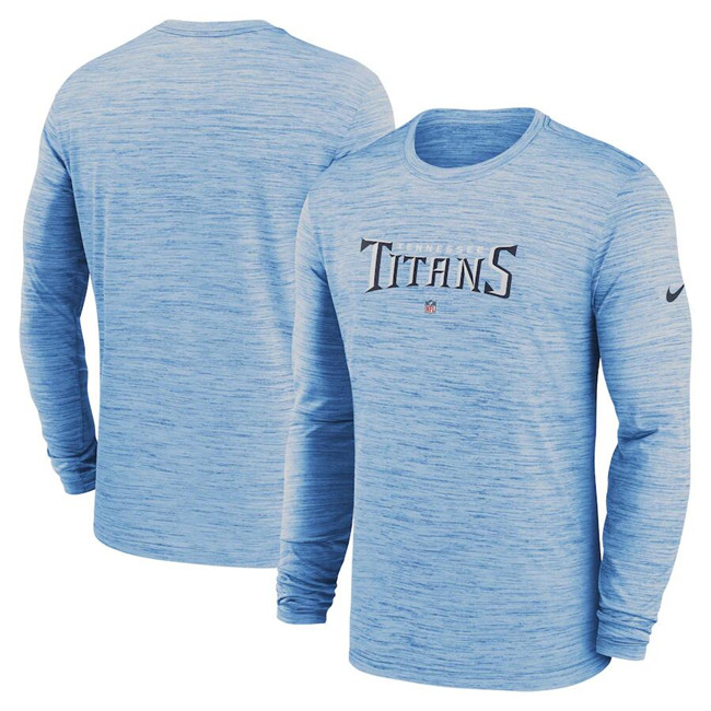 Men's Tennessee Titans Blue Sideline Team Velocity Performance Long Sleeve T-Shirt